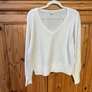 a new day Sweater Off White Pullover Lightweight V-Neck‎ Women's Size Small